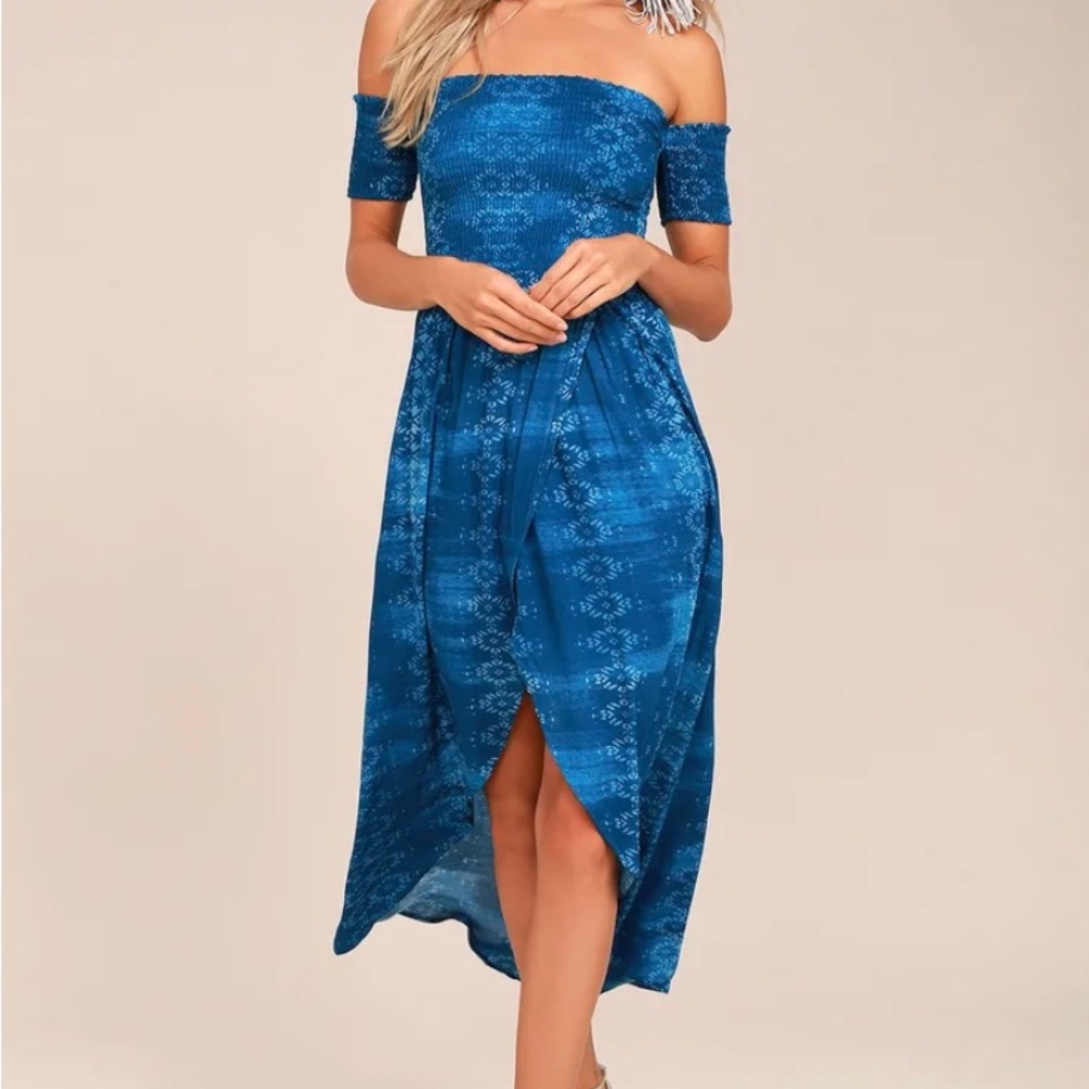 Lucy Love Tranquility Blue Off-Shoulder Dress